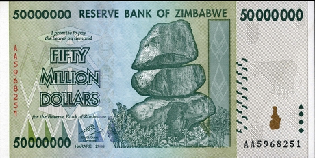 Банкнота в 50 миллионов долларов Зимбабве